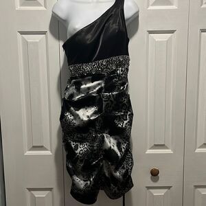 Jump Apparel One Shoulder Bedazzled Scrunch Dress